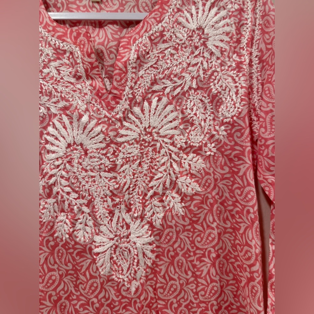 Dolman Pink Embroidered  Embellished Tunic Size Medium 2407 - Picture 7 of 13